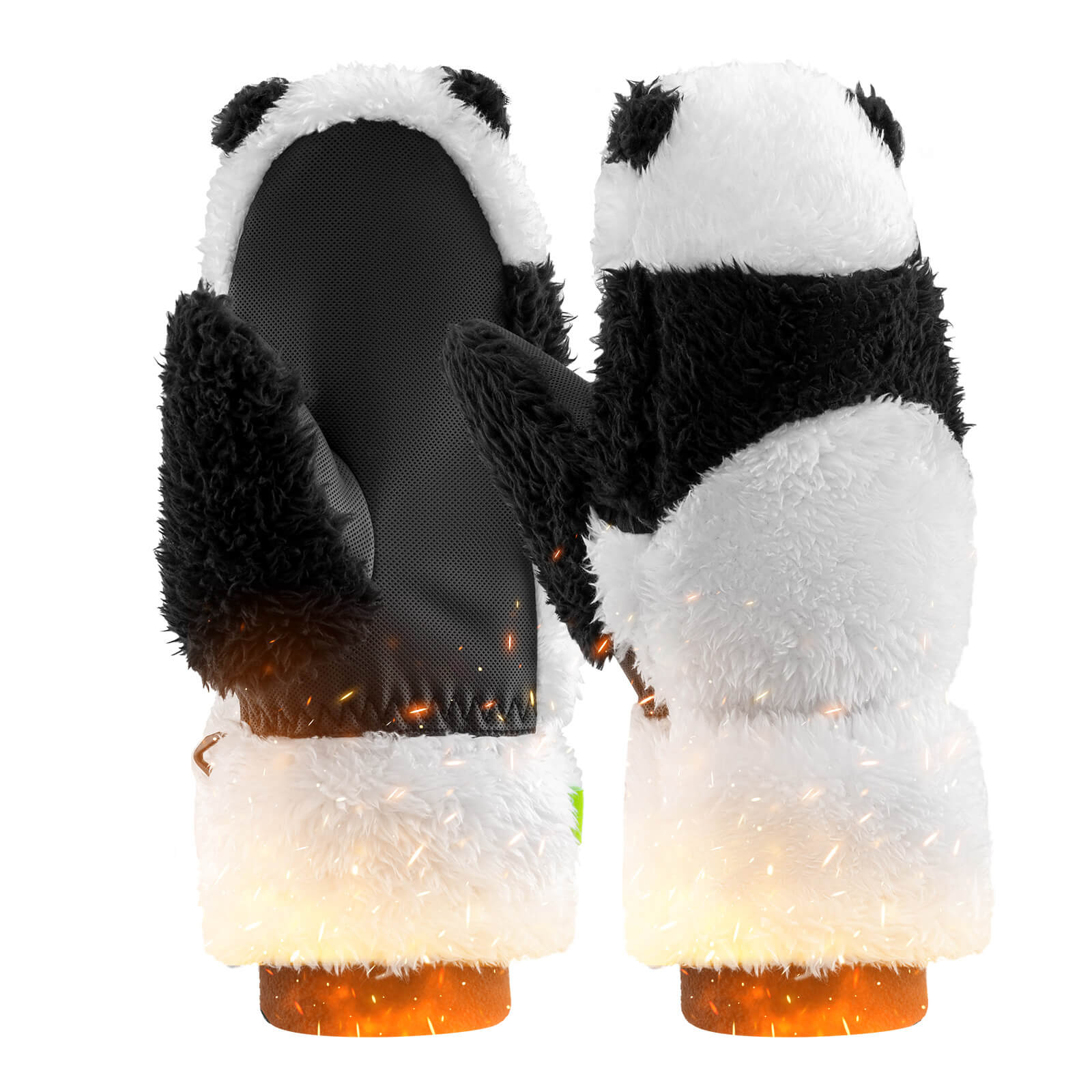 Cute panda design ski mittens by ROCKBROS for family skiing and outdoor adventures.