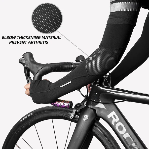 ROCKBROS unisex cycling arm warmers thermal sleeves with thumb holes for outdoor