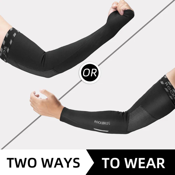 ROCKBROS unisex cycling arm warmers thermal sleeves with thumb holes for outdoor
