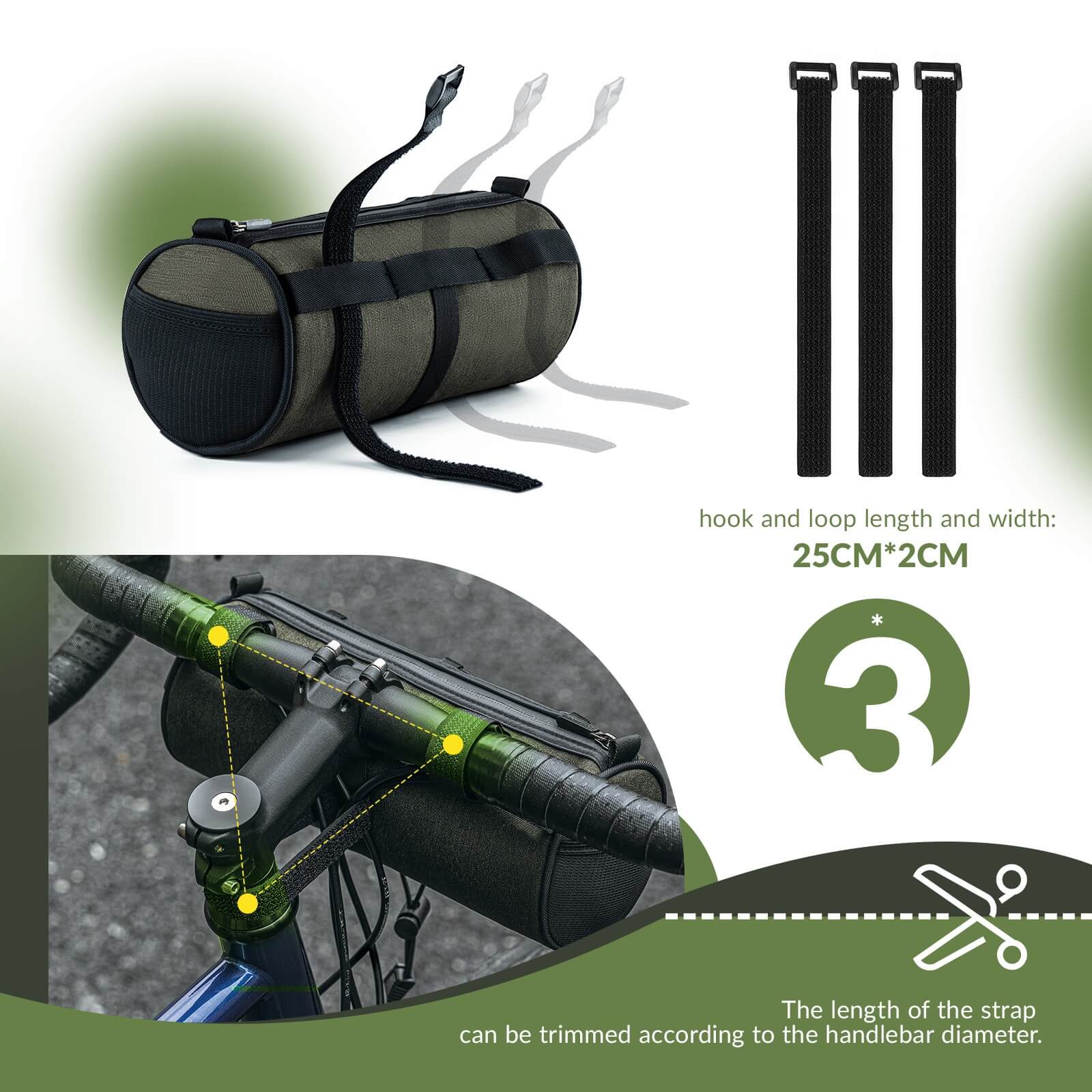 ROCKBROS bike handlebar bag showing compact 2L design for commuting, short trips, and gravel cycling.