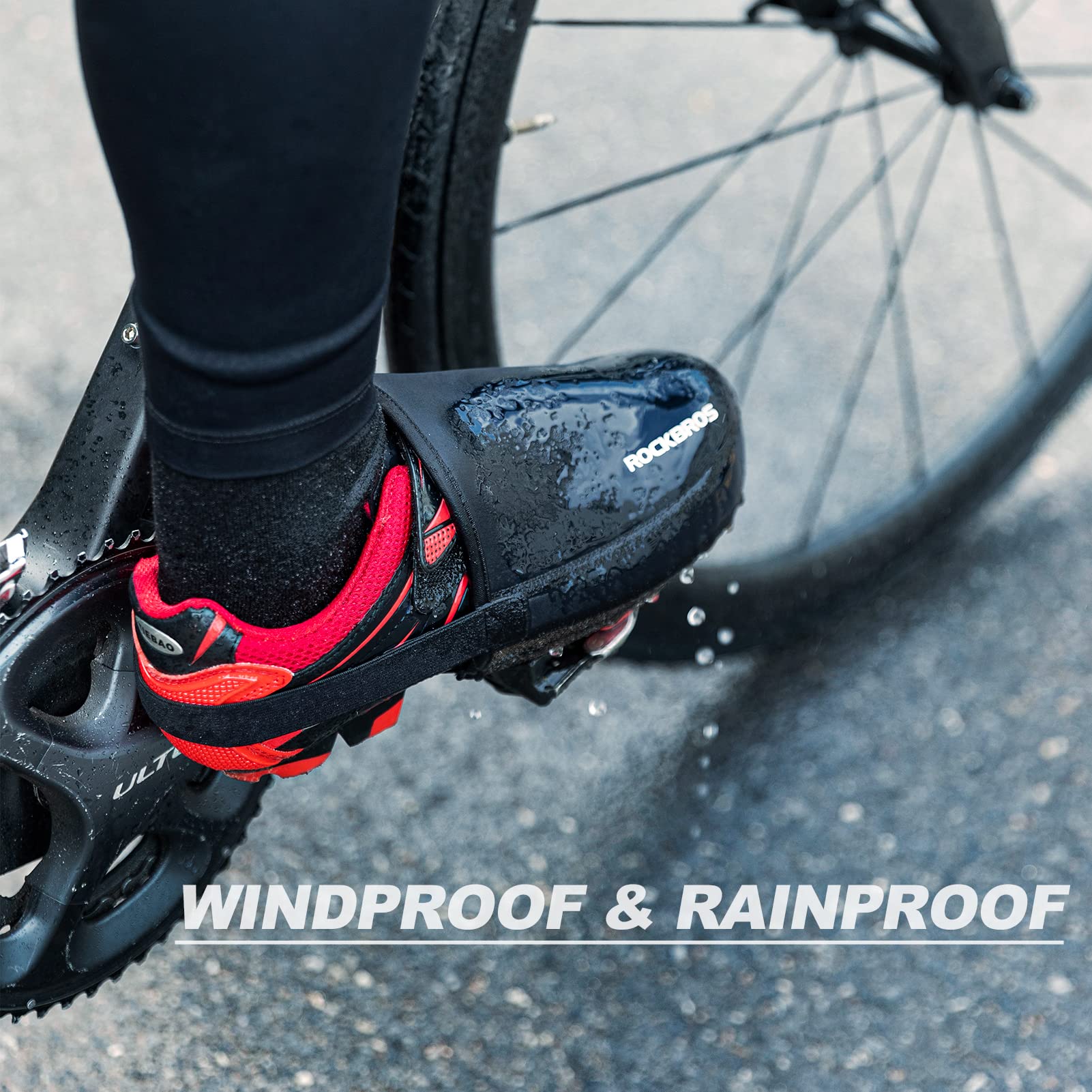 ROCKBROS cycling shoe toe covers for wind and rain protection
#Color_Black