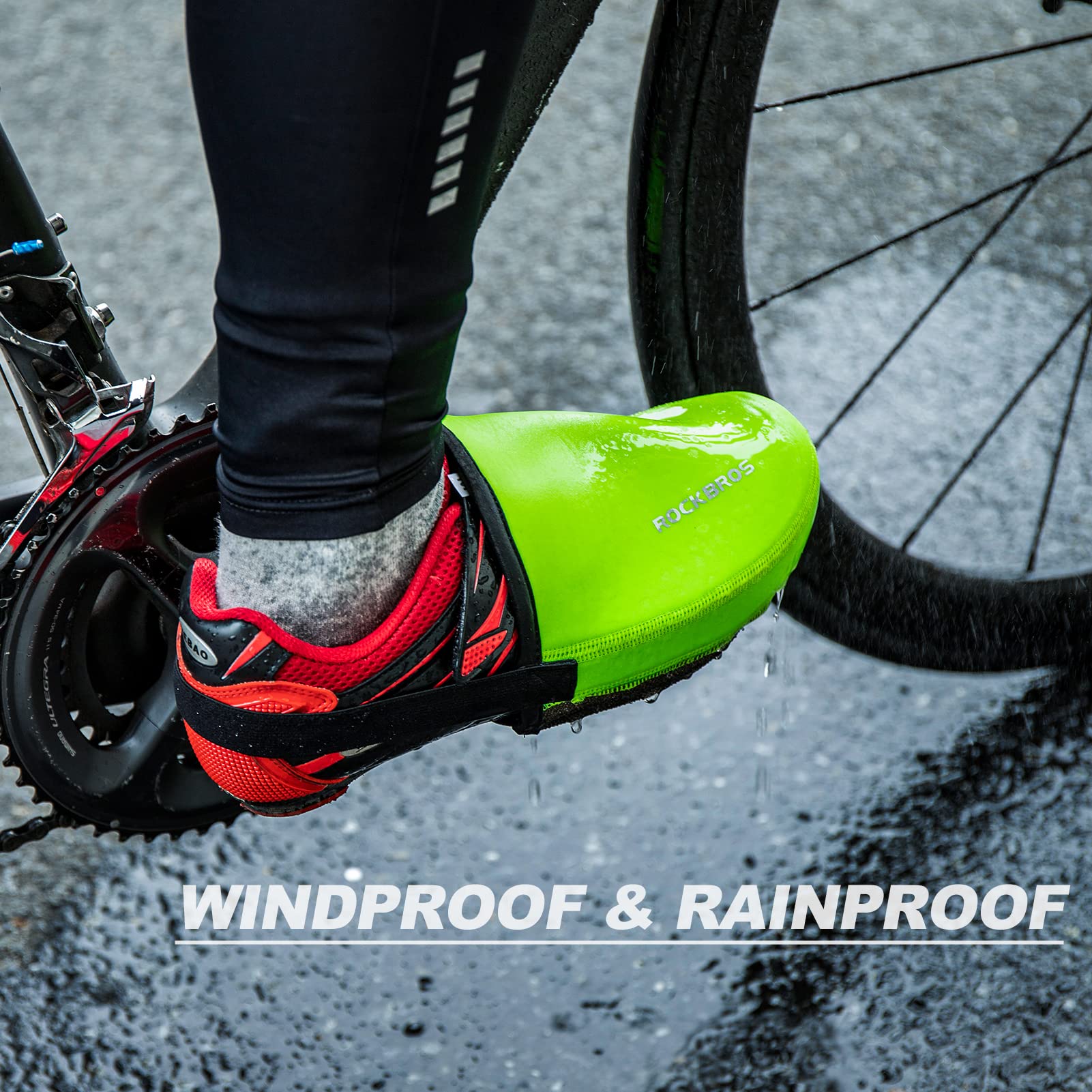 ROCKBROS cycling shoe toe covers for wind and rain protection
#Color_Green