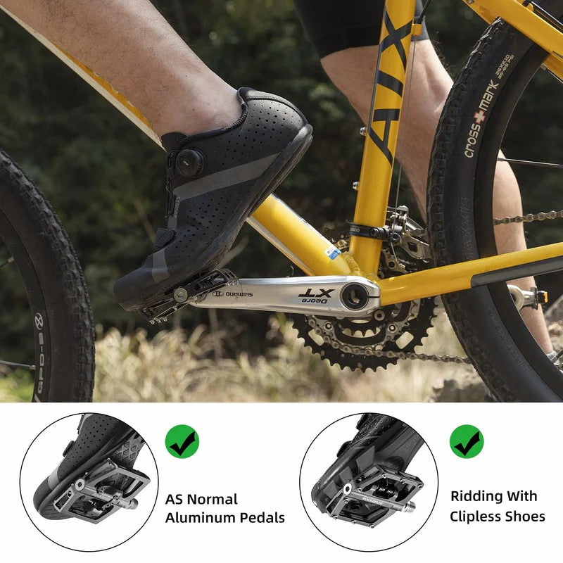 ROCKBROS Dual-Use Clipless & Flat Bike Pedals showing clipless and flat sides for mountain biking
#Color_Black
