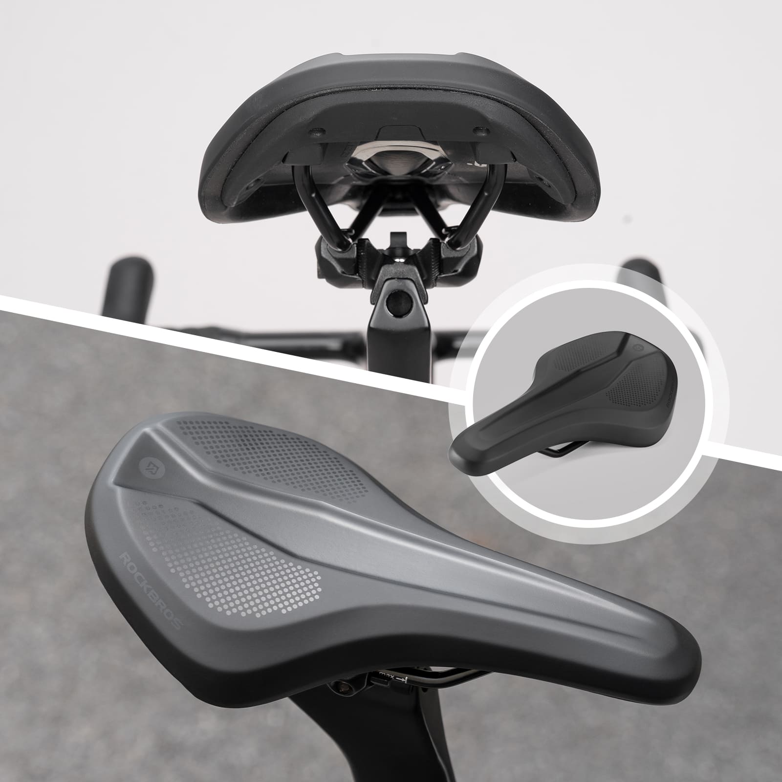 ROCKBROS eco-friendly PVC leather comfortable bike saddle with ventilation groove for road cycling and daily riding