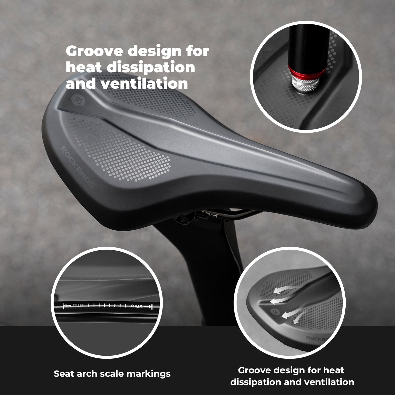 ROCKBROS eco-friendly PVC leather comfortable bike saddle with ventilation groove for road cycling and daily riding