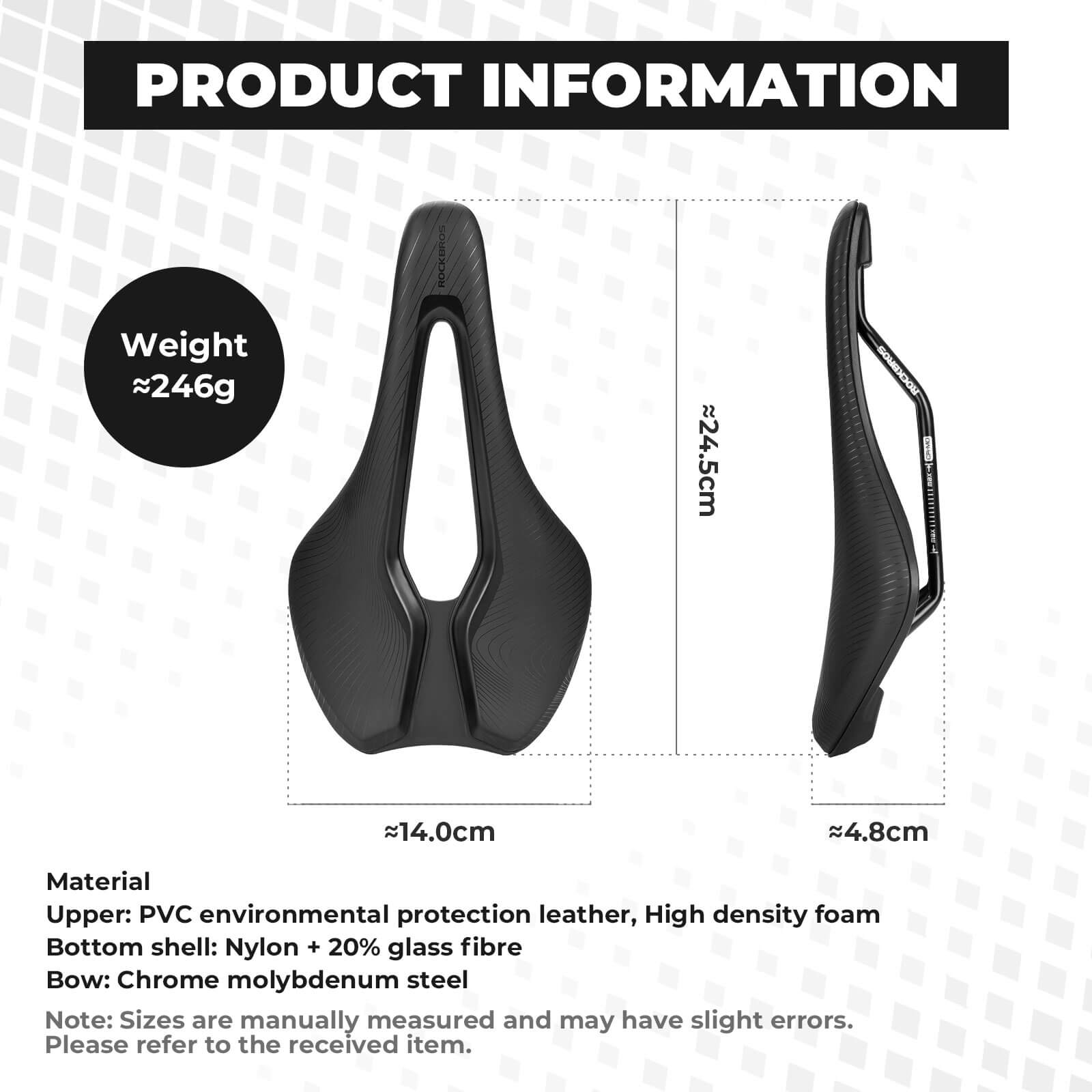 ROCKBROS Ergonomic Bike Seat with Ventilation, Chromoly Rails, and Foam Padding for Comfort