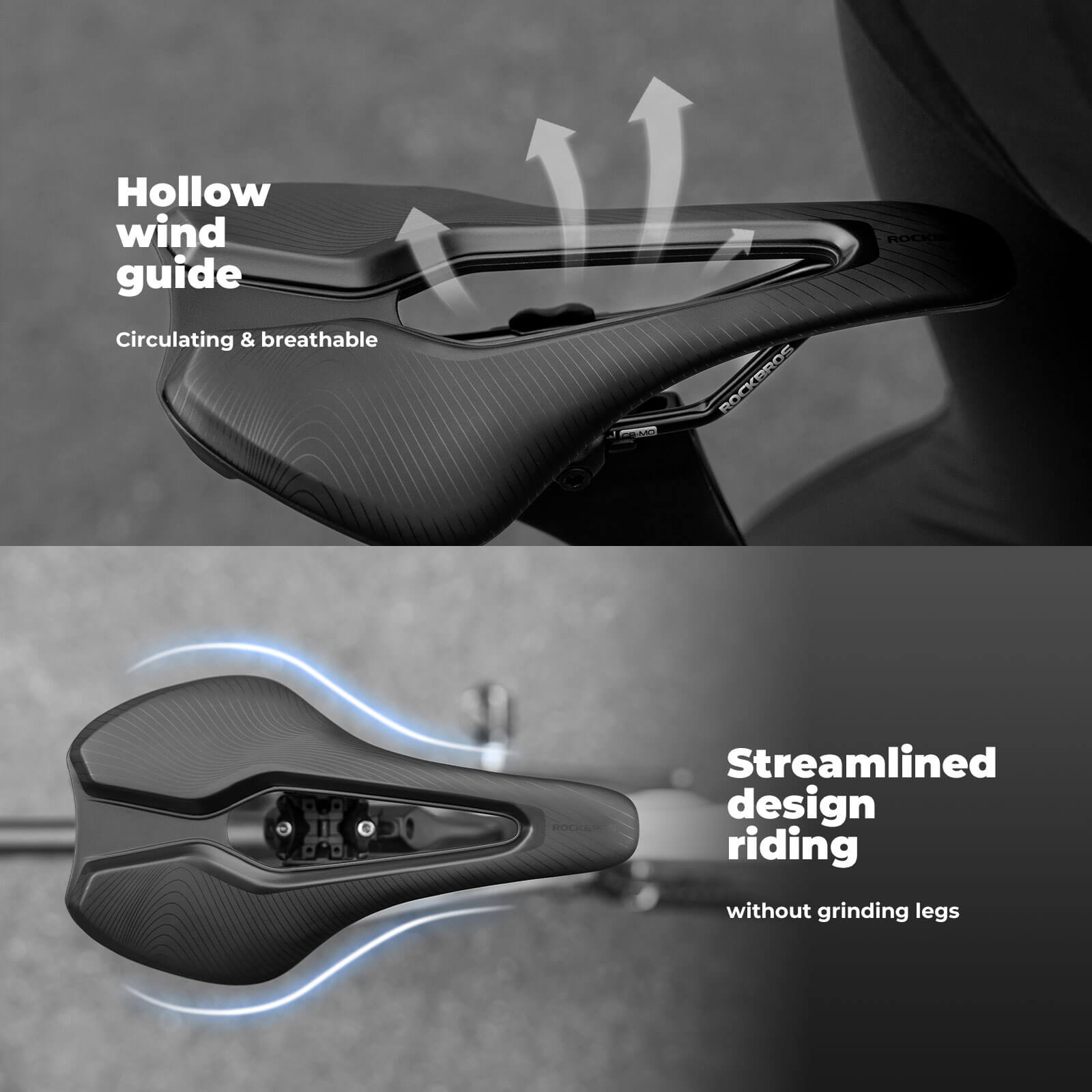 ROCKBROS Ergonomic Bike Seat with Ventilation, Chromoly Rails, and Foam Padding for Comfort