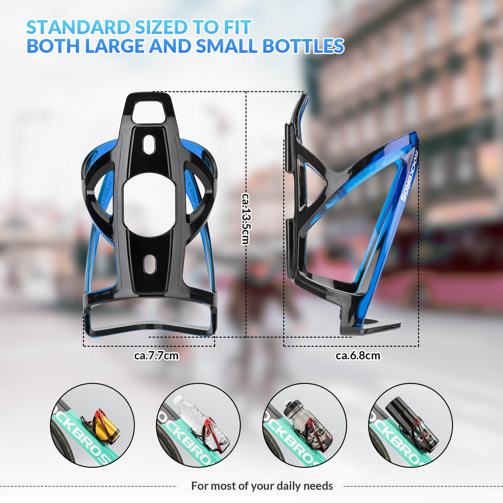 ROCKBROS FK-338 black and blue water bottle cage, universal fit for bicycles
#Color_Blue Black
