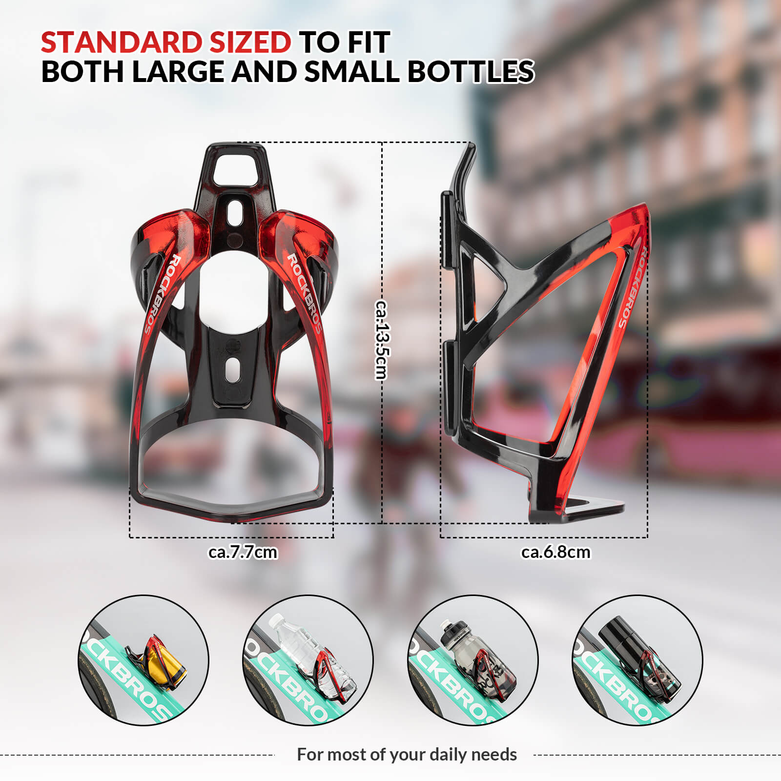 ROCKBROS FK-338 black and red water bottle cage, scratch-resistant and sturdy
#Color_Black Red