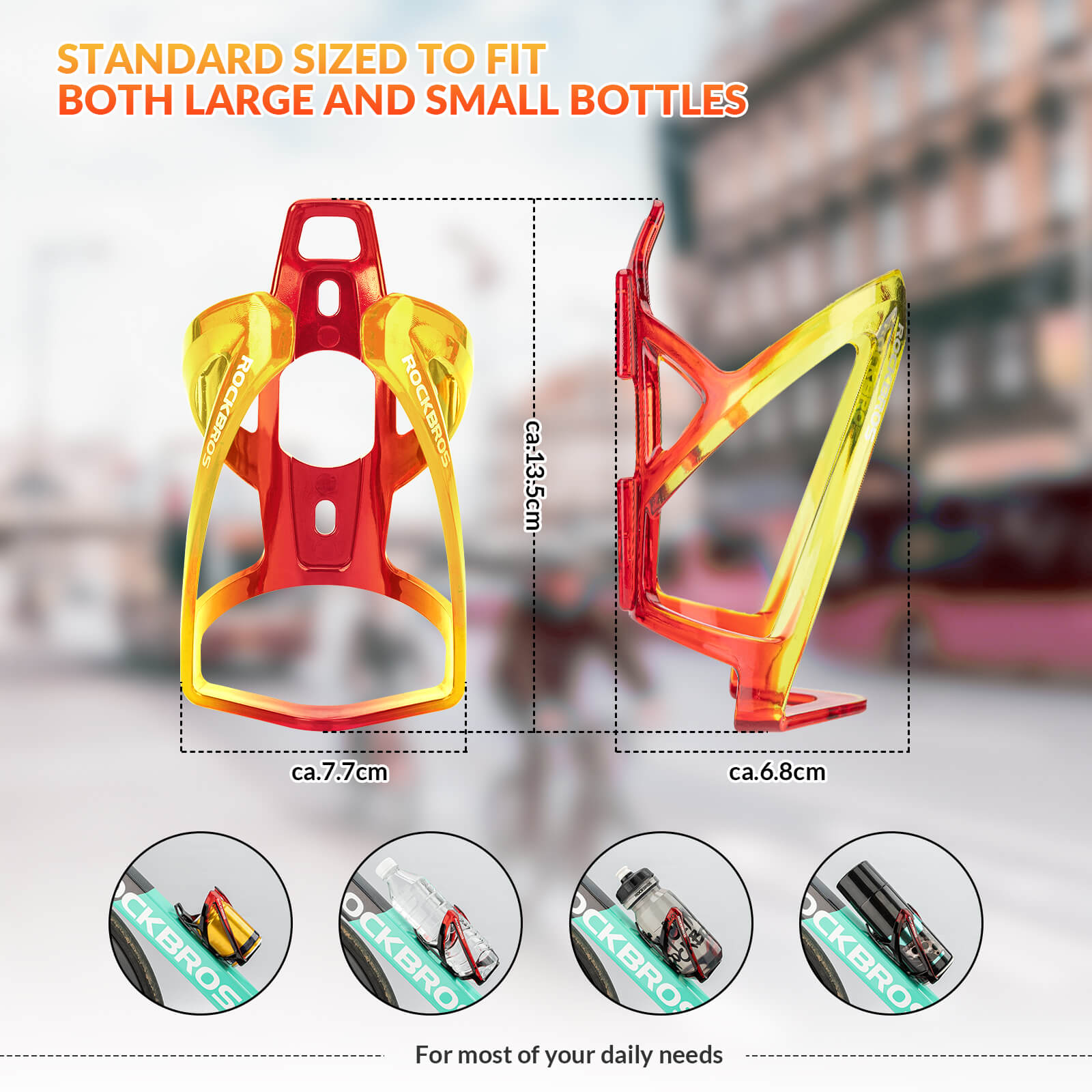 ROCKBROS FK-338 red and yellow water bottle cage, sturdy and easy to install
#Color_Red Yellow