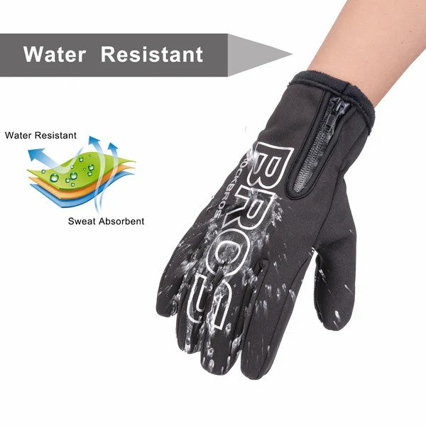 ROCKBROS fleece touchscreen cycling gloves for winter, warm windproof biking gloves with non-slip grip and water-repellent design