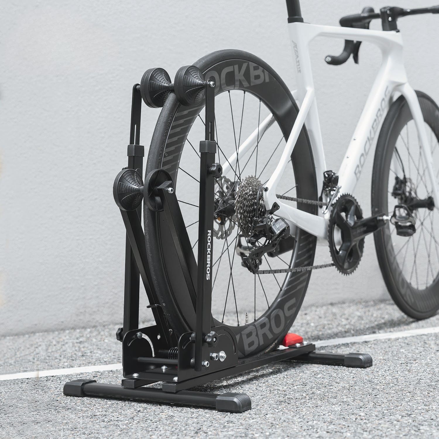 Rockbros Foldable Carbon Steel Bike Stand Bicycle Parking Rack for Road Bikes and Mountain Bikes