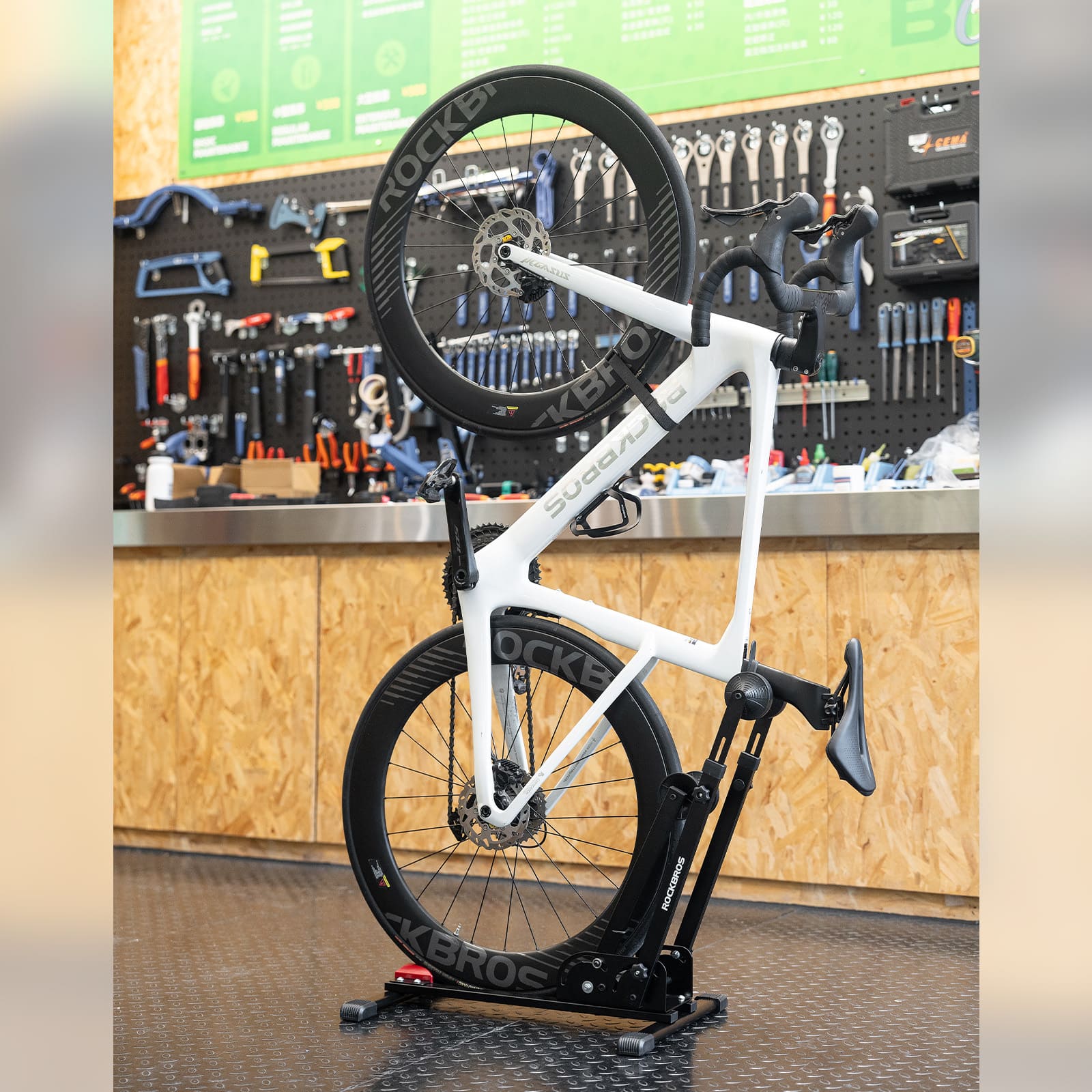 Rockbros Foldable Carbon Steel Bike Stand Bicycle Parking Rack for Road Bikes and Mountain Bikes