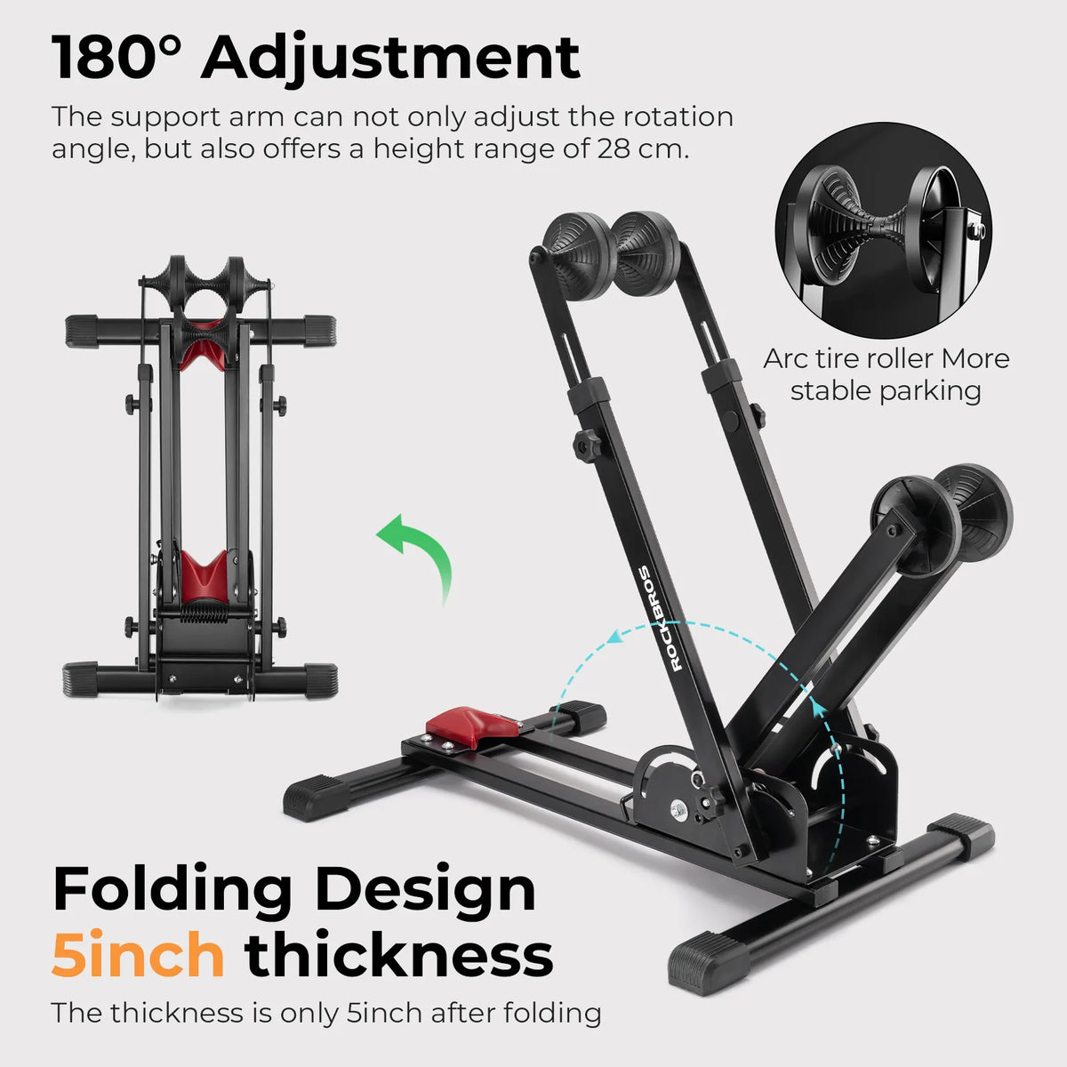 ROCKBROS foldable carbon steel bike stand for indoor bicycle storage