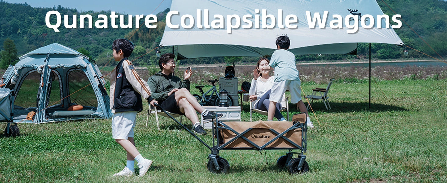 ROCKBROS 150L Foldable Camping Wagon with All-Terrain Wheels and Heavy-Duty Steel Frame
