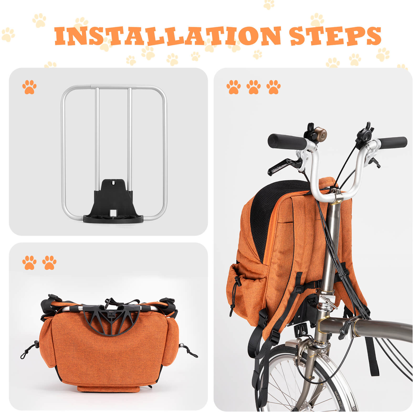 ROCKBROS Foldable Pet Handlebar Bike Bag for Brompton foldable bikes