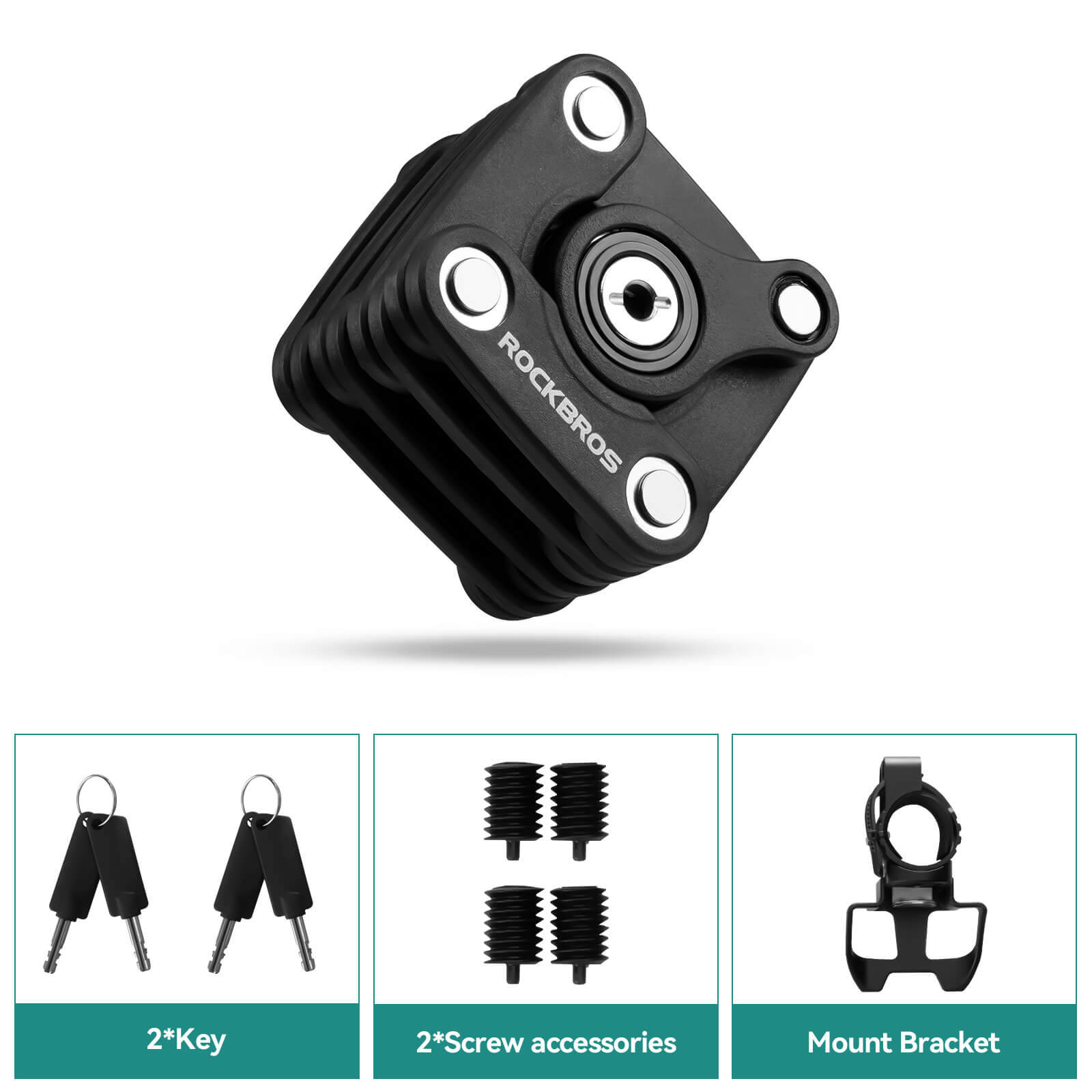 ROCKBROS folding bike lock with high security and durable steel design