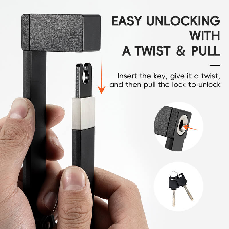 ROCKBROS folding bike lock with key type, designed for anti-theft protection and easy storage.