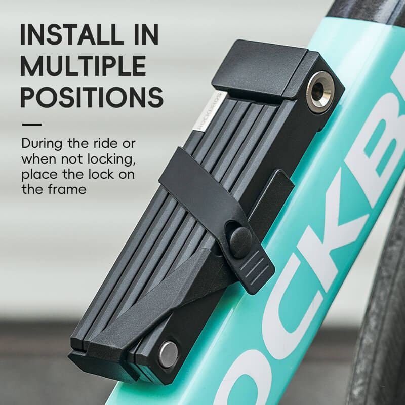 ROCKBROS folding bike lock with key type, designed for anti-theft protection and easy storage.