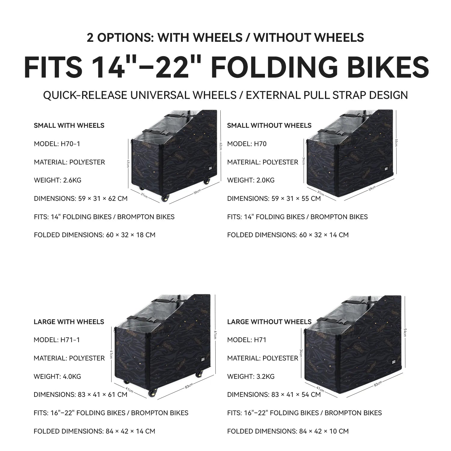 ROCKBROS folding bike storage bag for travel transport and organized bicycle protection