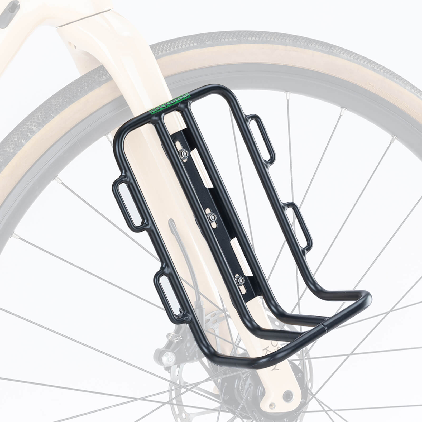 ROCKBROS front fork bike rack with lightweight aluminum frame for carrying bags and gear