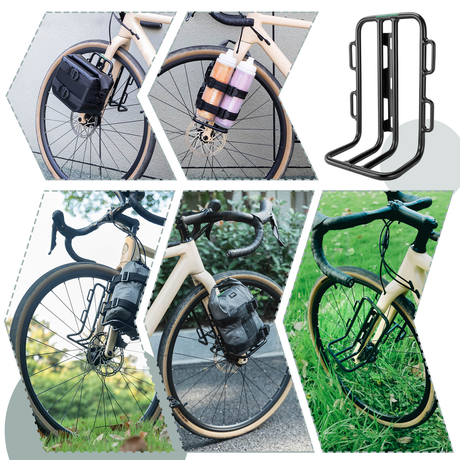 ROCKBROS front fork bike rack with lightweight aluminum frame for carrying bags and gear