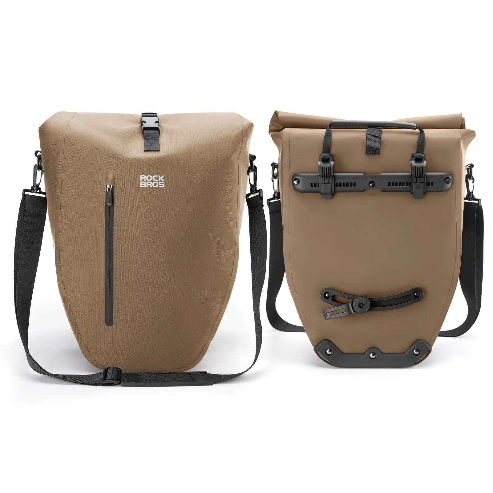 ROCKBROS black waterproof bike pannier 20L roll top rear rack bag
#Color_Full-Reflective