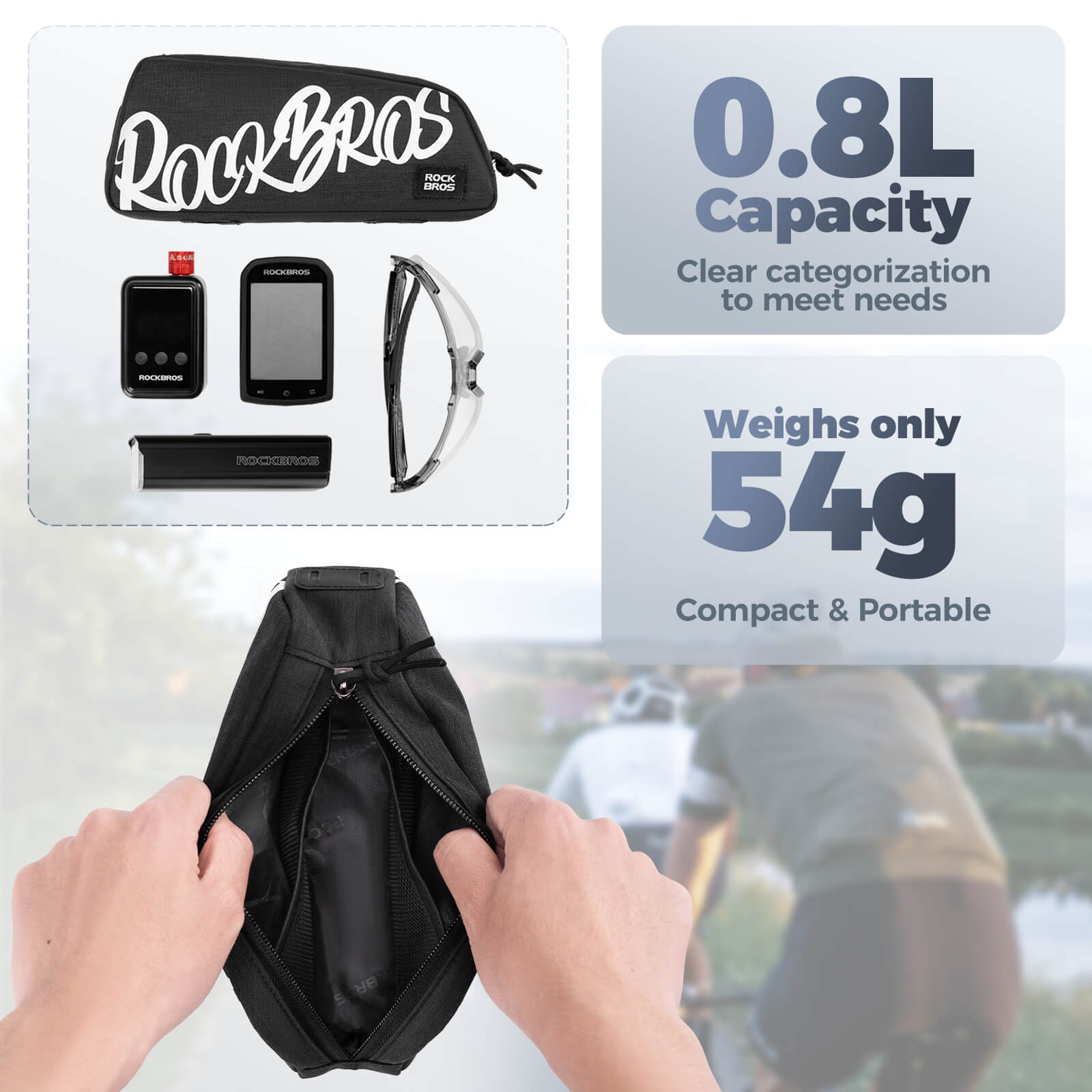 ROCKBROS G009 top tube bike frame bag for road and mountain bikes