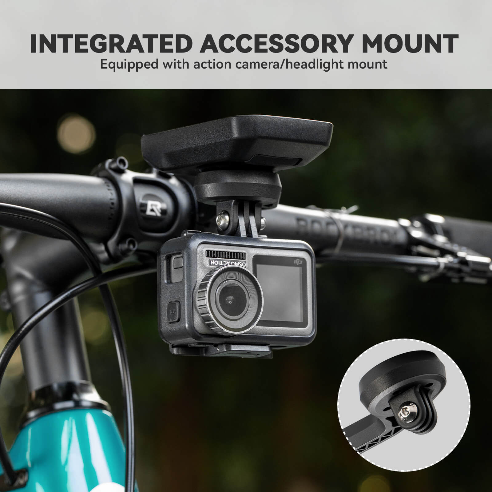 Streamline your bike cockpit with the ROCKBROS integrated out-front mount for a clean and organized handlebar.