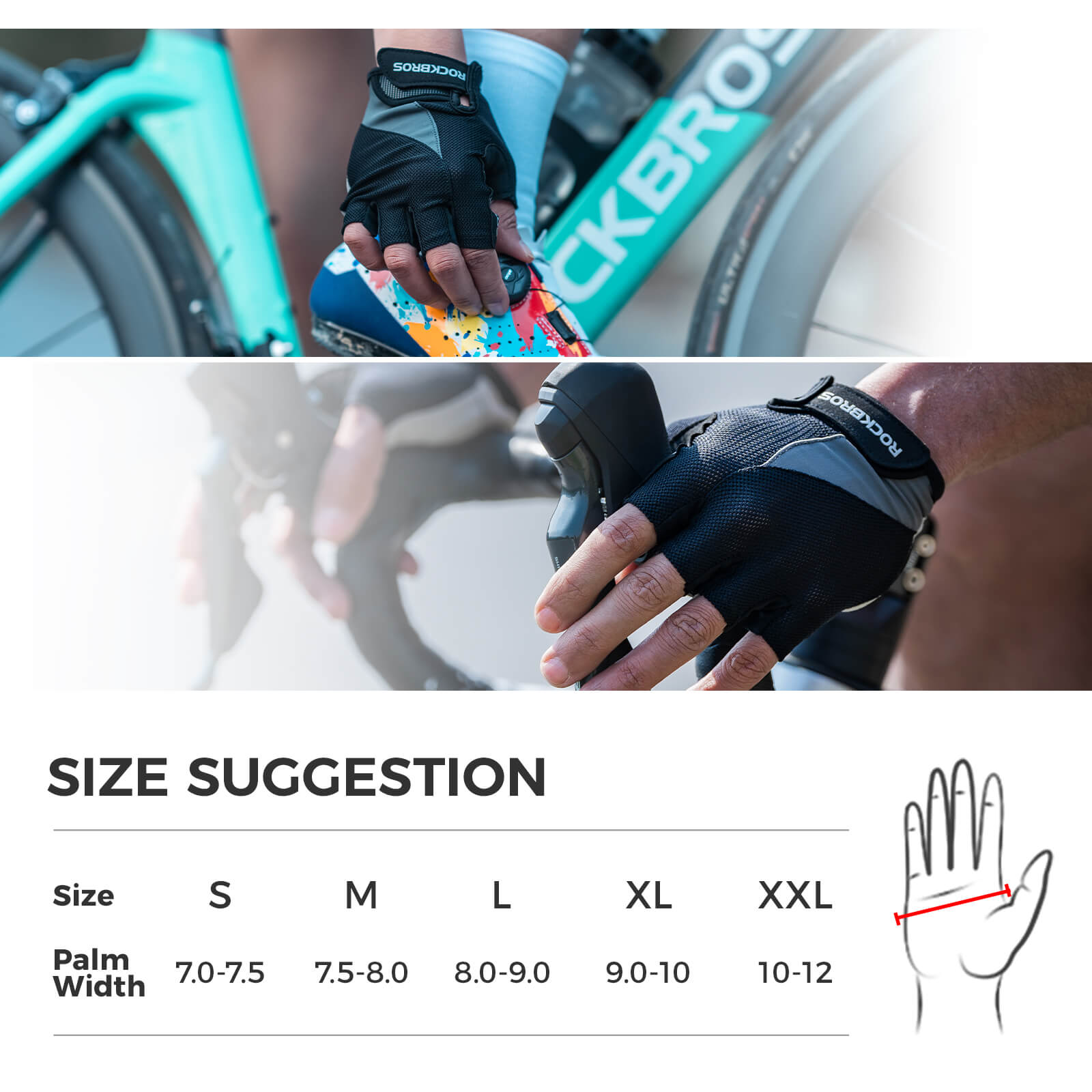 ROCKBROS breathable half finger cycling gloves with gel padding for summer rides