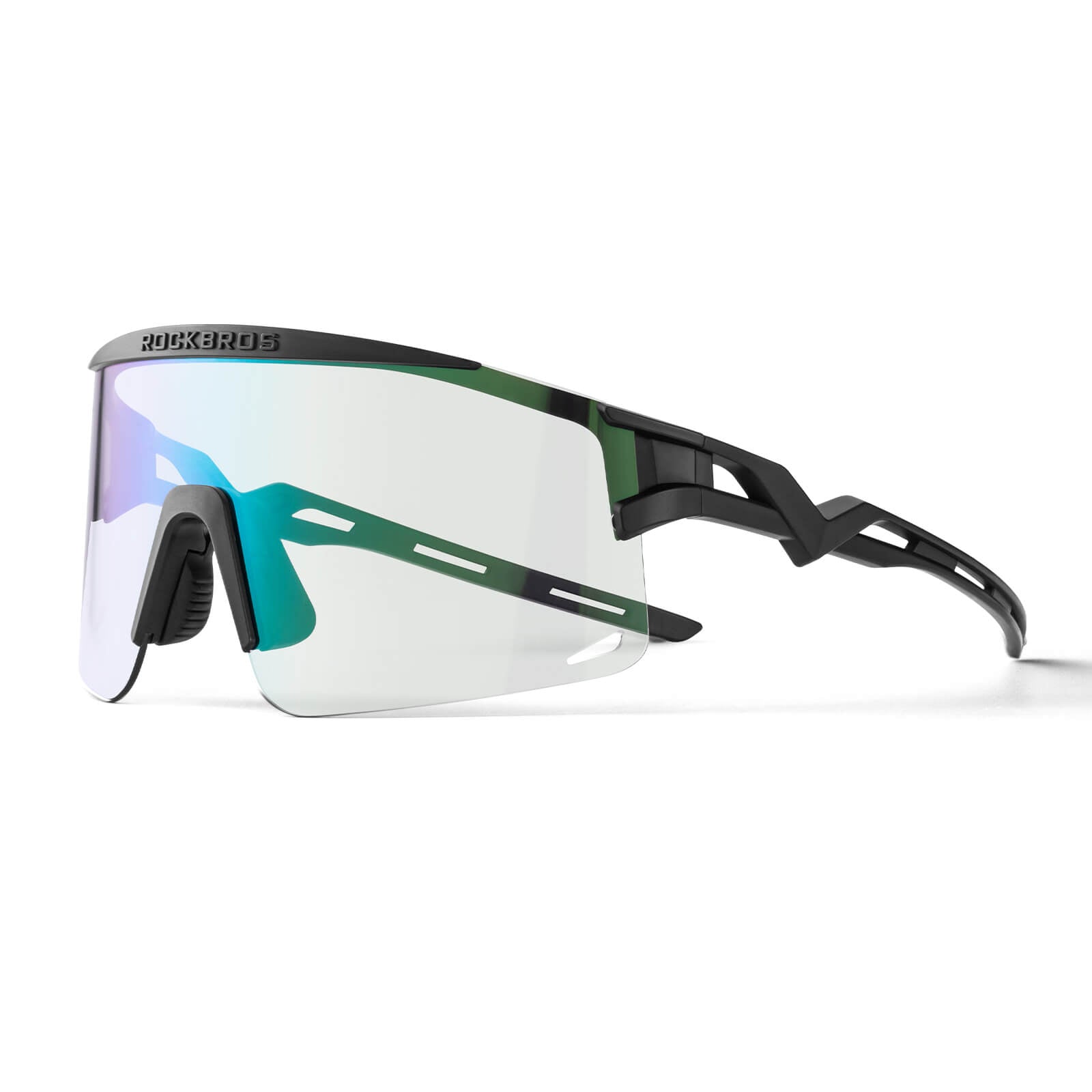 ROCKBROS half-frame photochromic cycling glasses with lightweight design, UV protection, anti-glare lenses
#Color_Black