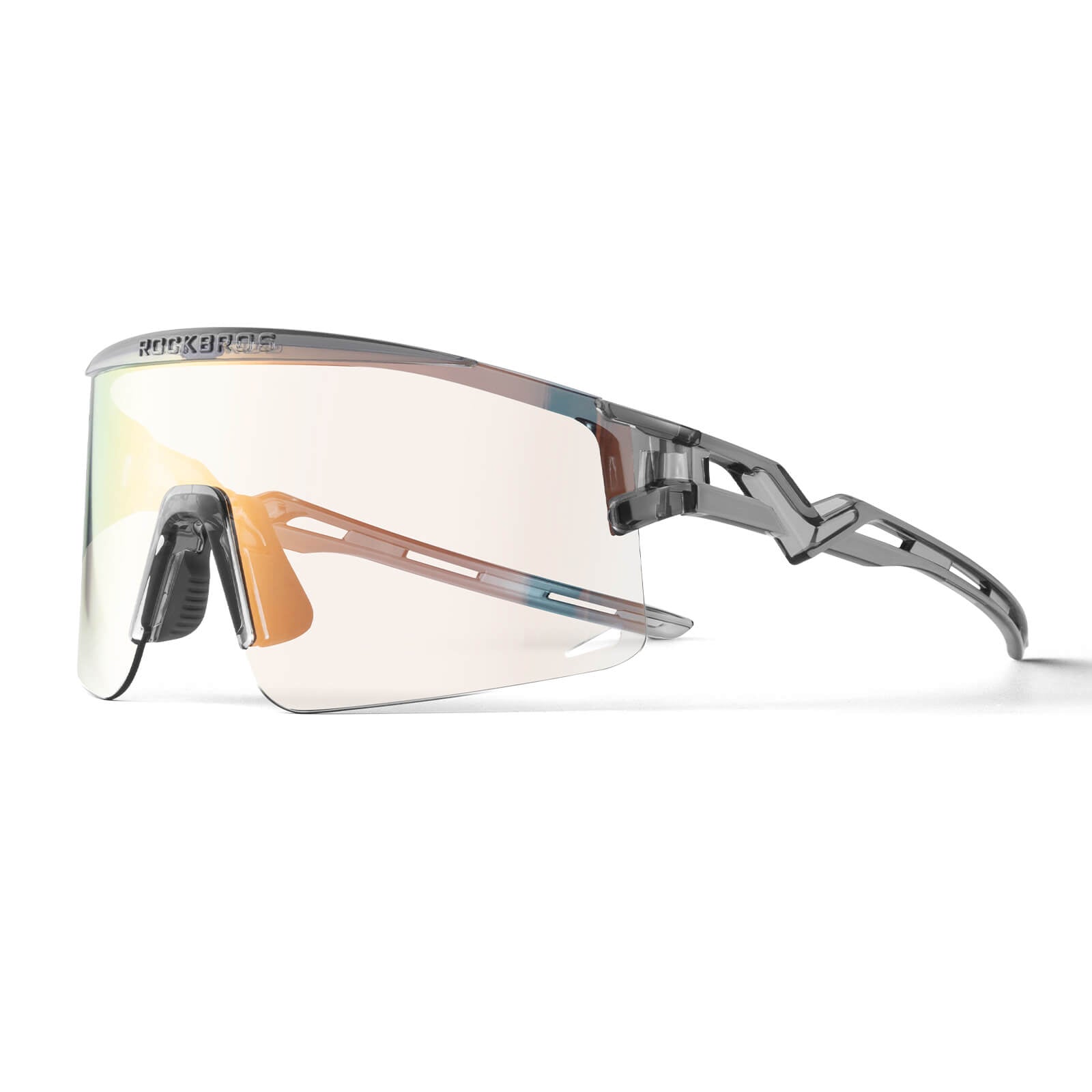 ROCKBROS half-frame photochromic cycling glasses with lightweight design, UV protection, anti-glare lenses
#Color_Gray