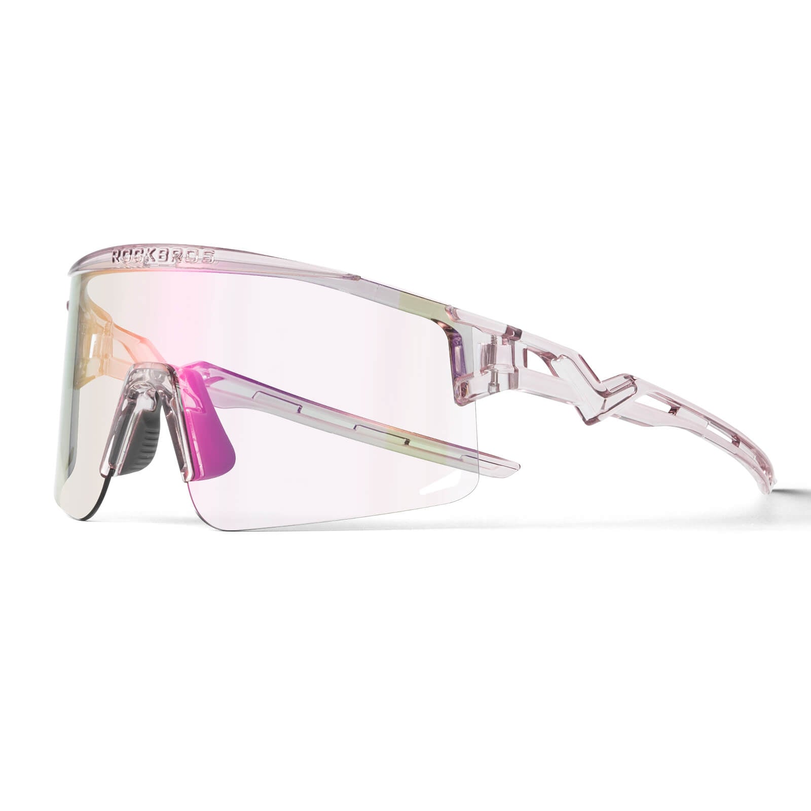 ROCKBROS half-frame photochromic cycling glasses with lightweight design, UV protection, anti-glare lenses
#Color_Purple
