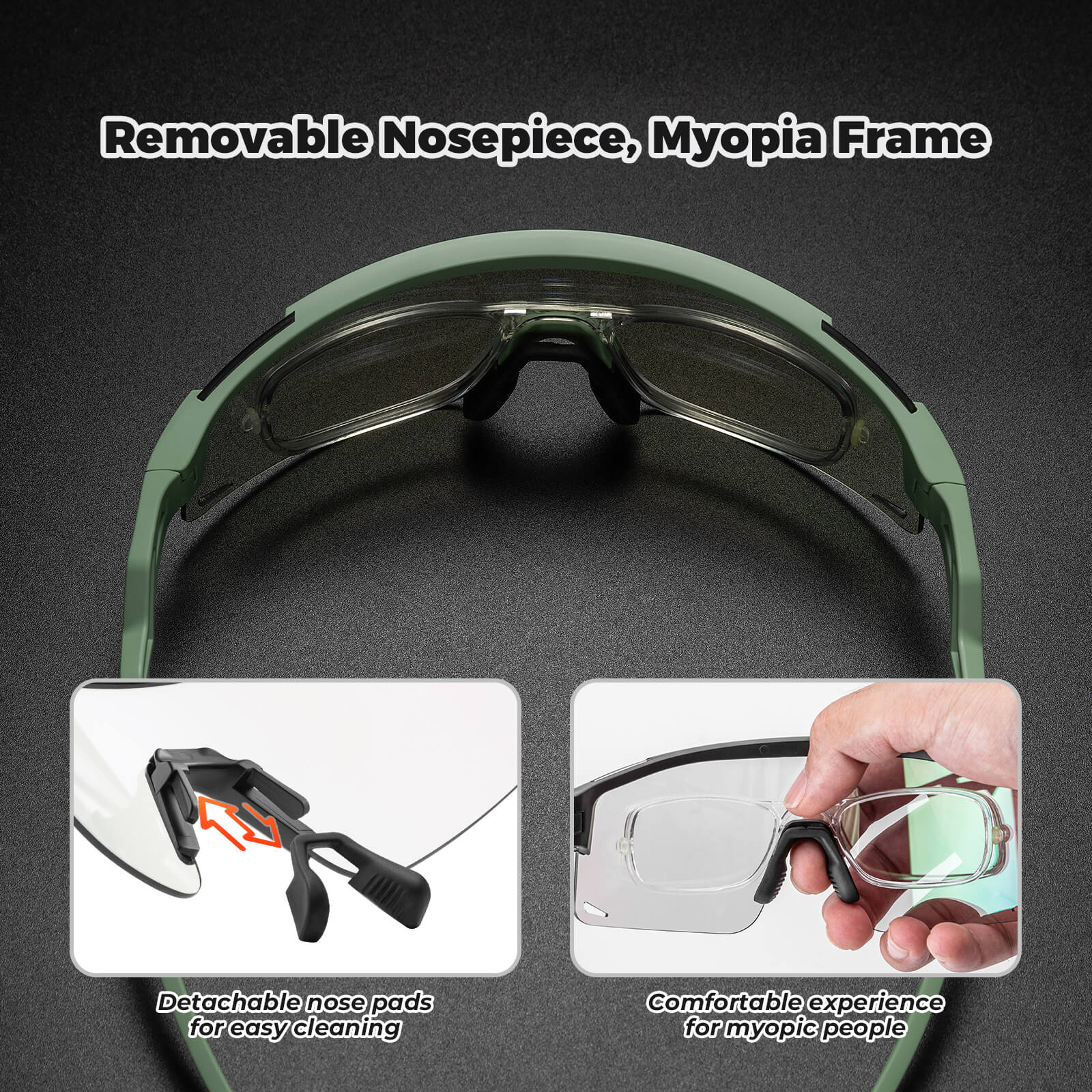 ROCKBROS half-frame photochromic cycling glasses with lightweight design, UV protection, anti-glare lenses