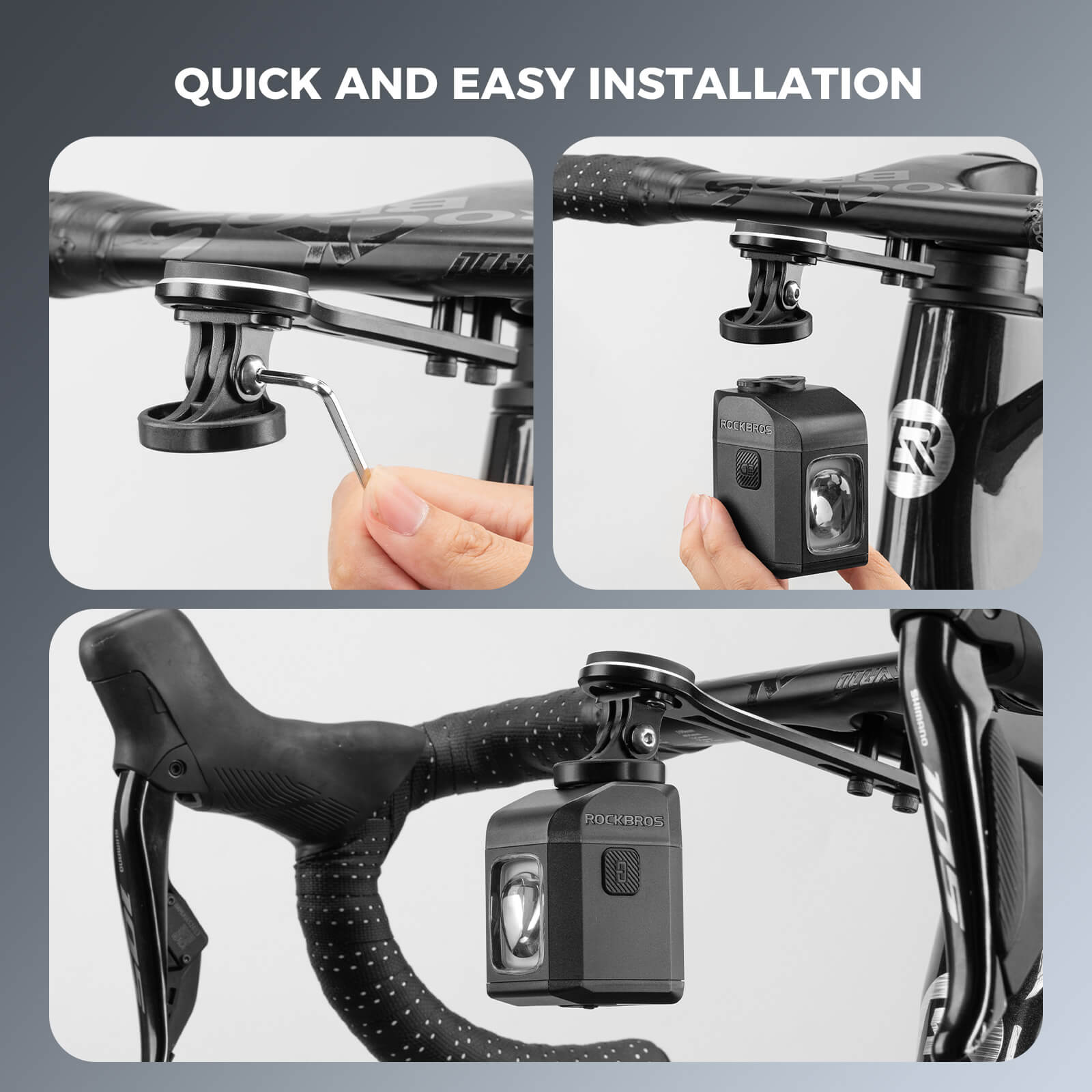 ROCKBROS Handlebar Mounted Bike Front Light with Quick Release Mount for Easy Installation
