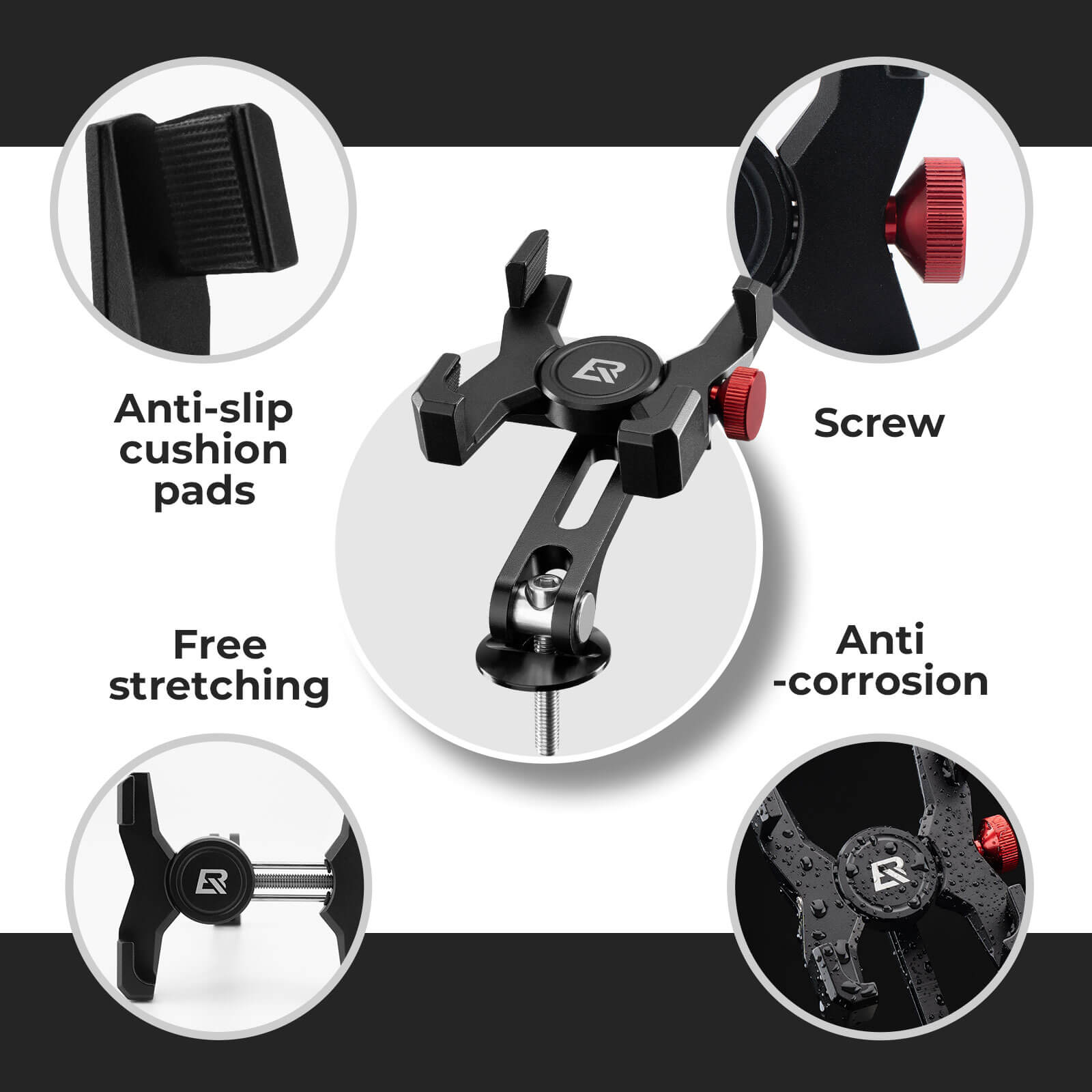 ROCKBROS headset cap bike phone holder, compact aluminum mount for road and mountain bikes
#Style_Headset Cap Mount