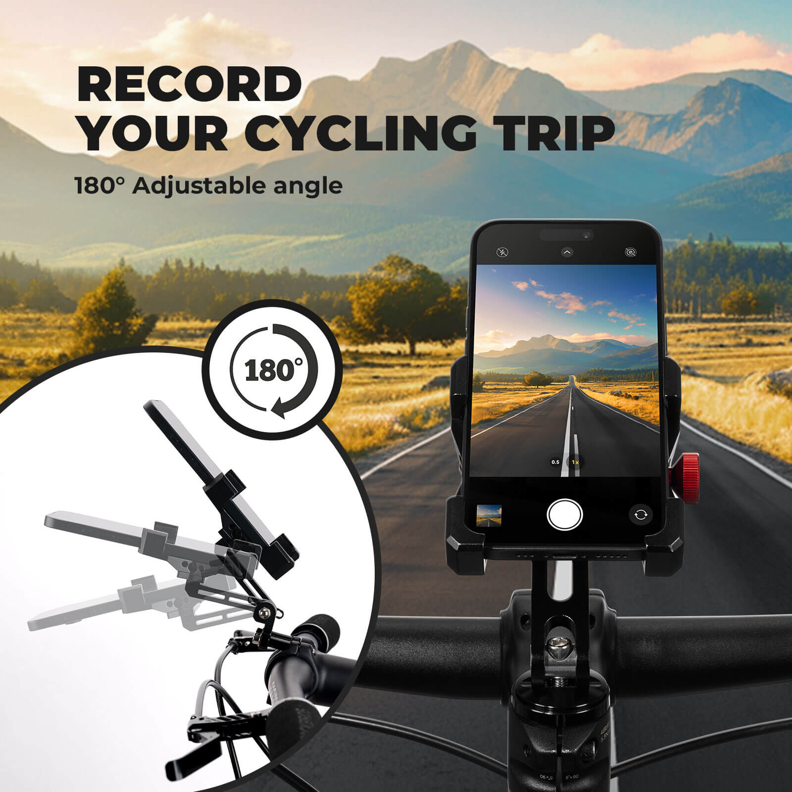 ROCKBROS headset cap bike phone holder, compact aluminum mount for road and mountain bikes
#Style_Headset Cap Mount