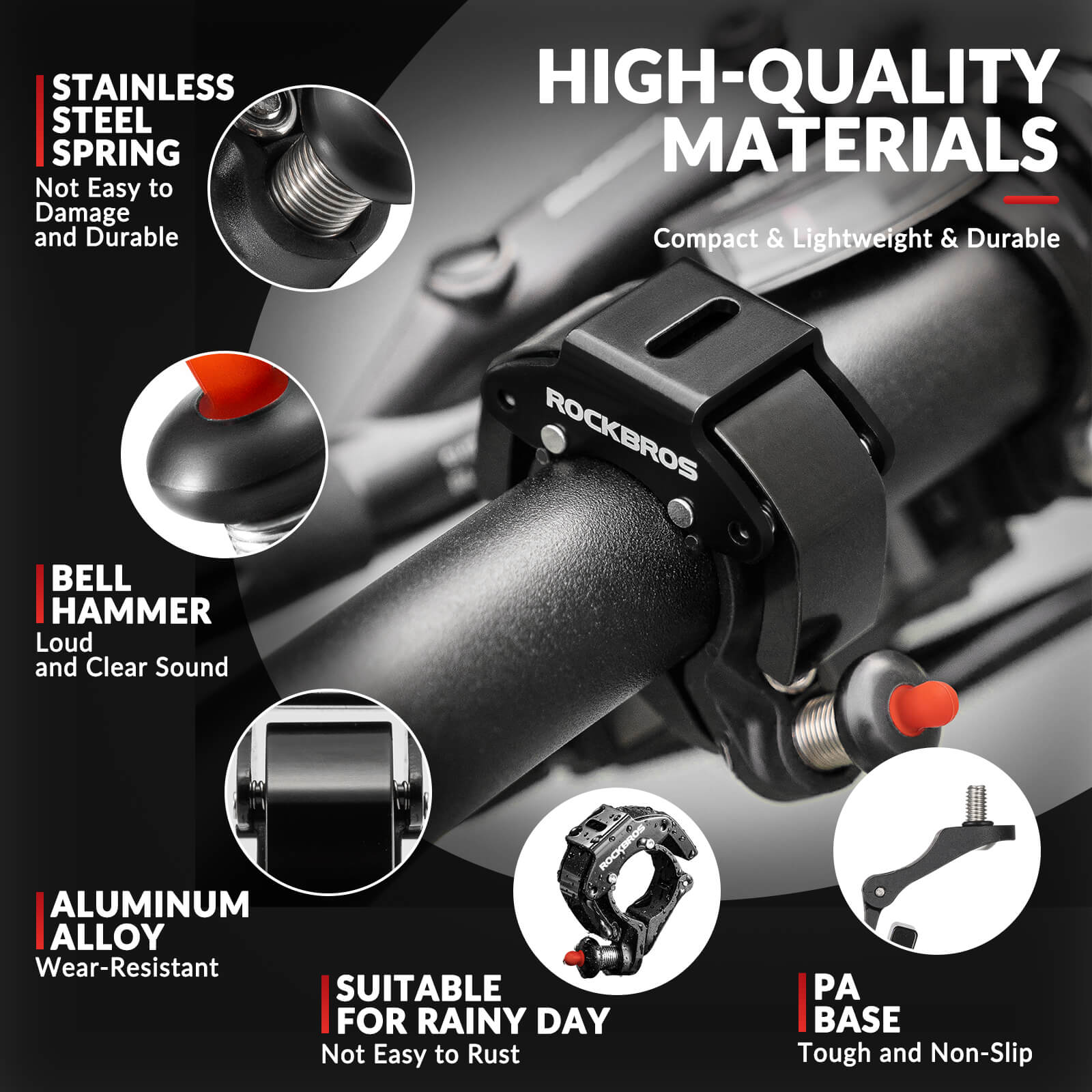ROCKBROS Hidden Bike Bell - 100dB Crisp Sounding Stealth Bicycle Bell for MTB and Road Bikes
#Color_Black