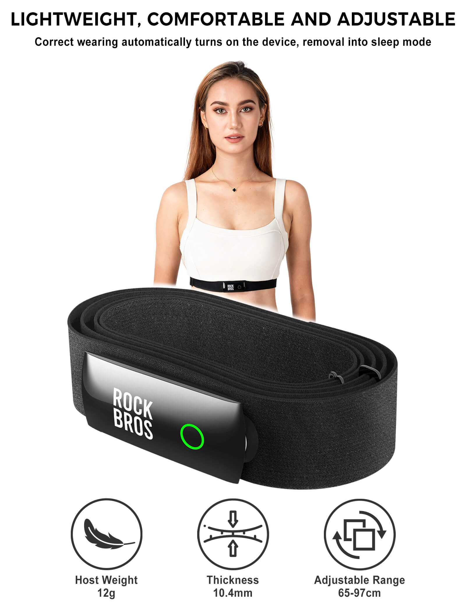 ROCKBROS HRM828 dual protocol heart rate sensor for cycling and fitness tracking