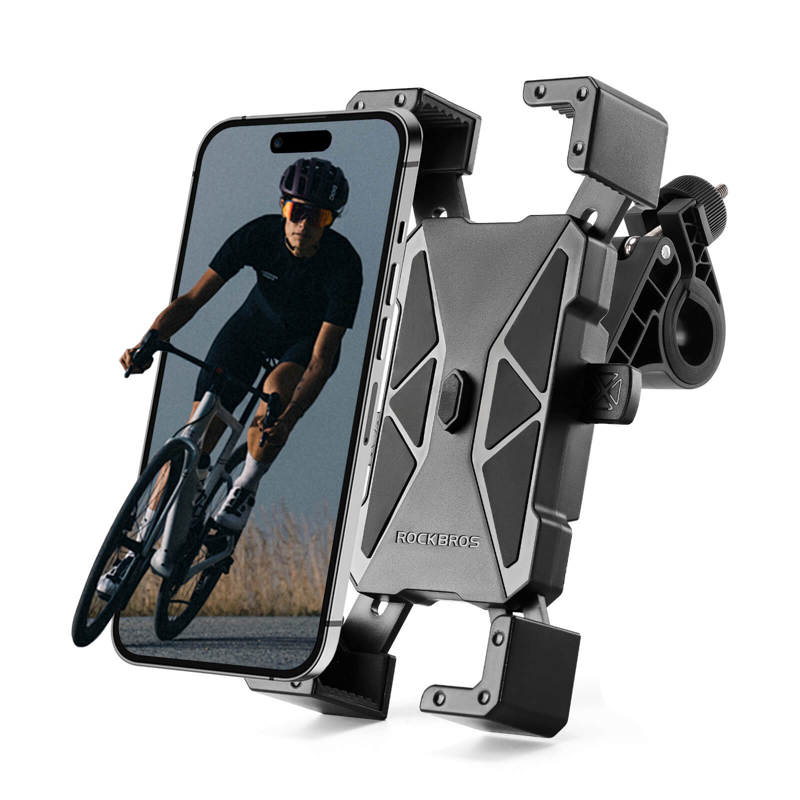 ROCKBROS HW-180 bike phone holder mounted on bicycle handlebar, secure phone mount for cycling
#Color_Black