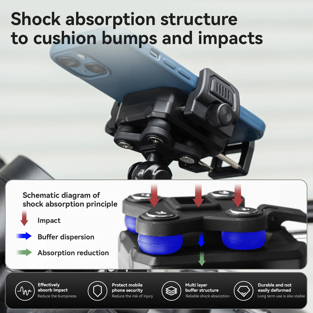 ROCKBROS HW-206 bike handlebar phone mount with mechanical lock and vibration damping