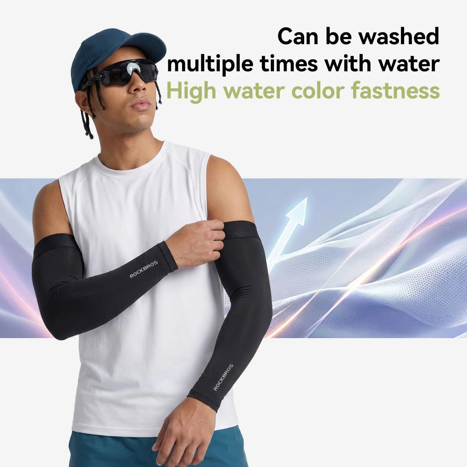 Ice Silk Seamless Sun Protection Arm Sleeves UPF50+ Cooling Breathable UV Arm Covers for Outdoor Sports