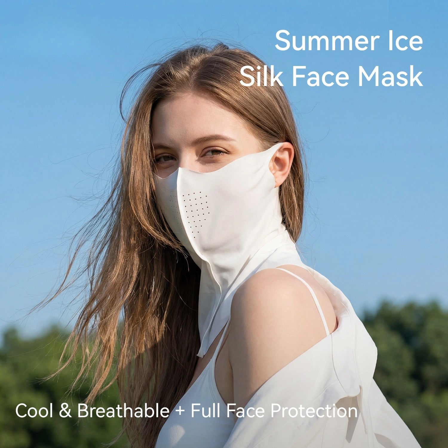 ROCKBROS Ice Silk Sun Protection Face Mask with Breathable Vent Holes for Summer Cycling