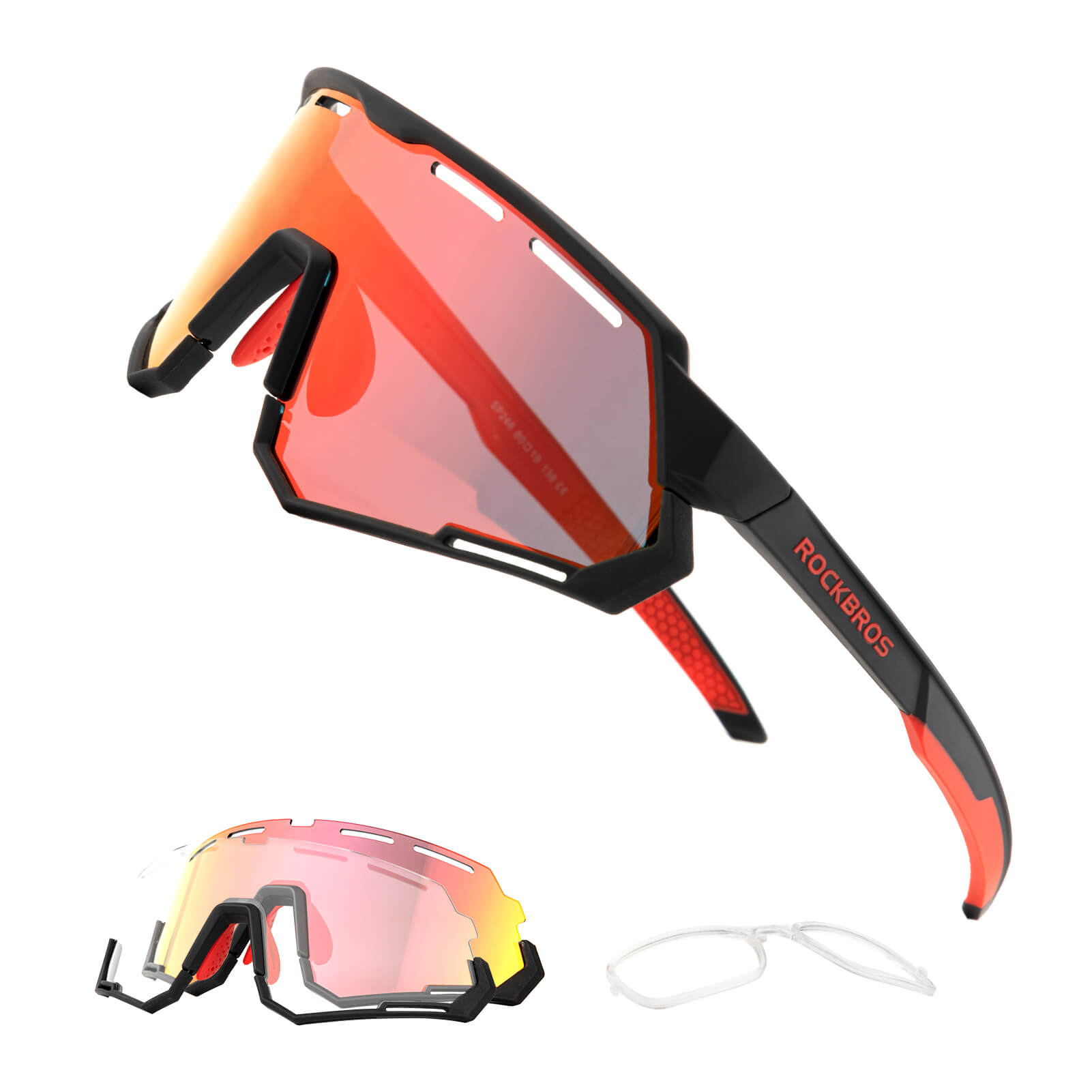 ROCKBROS dual lens cycling glasses with photochromic and polarized interchangeable lenses for outdoor sports