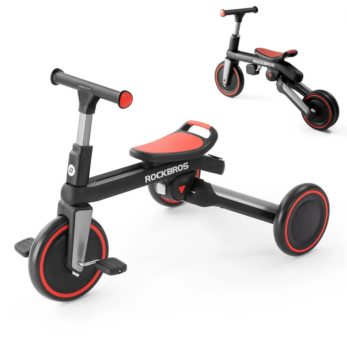 ROCKBROS Kids 3-in-1 Tricycle with Adjustable Seat, EVA Tires, Foldable Design, and Balance Bike Mode for Ages 1–5
#Color_Red