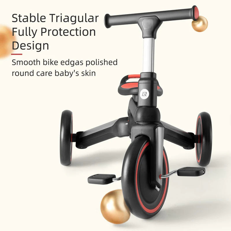 ROCKBROS Kids 3-in-1 Tricycle with Adjustable Seat, EVA Tires, Foldable Design, and Balance Bike Mode for Ages 1–5
#Color_Red