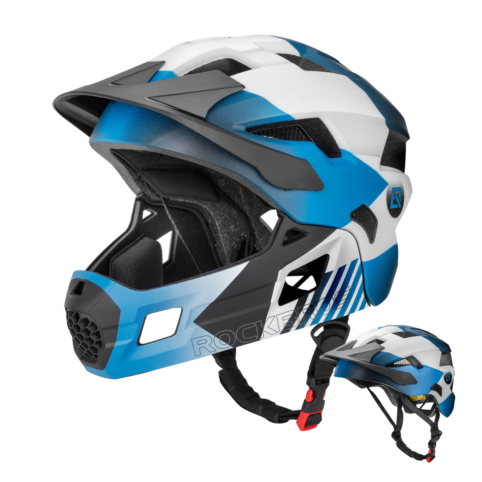 ROCKBROS kids bike helmet with full-face protection for young riders
#Color_Blue