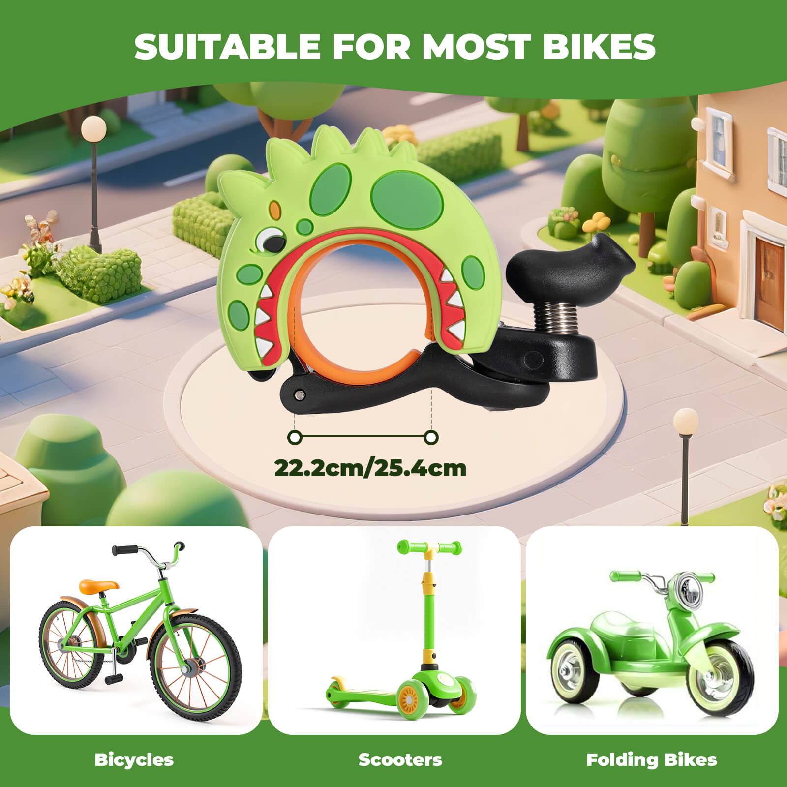 ROCKBROS kids cartoon bicycle bell with loud sound
#Style_Dinosaur