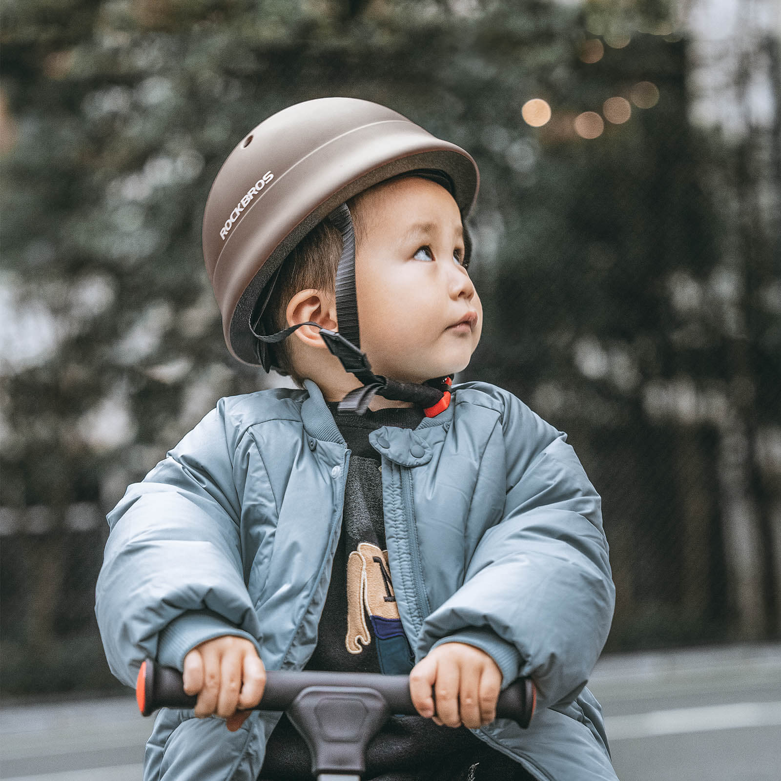 ROCKBROS kids lightweight bike helmet for ages 2-5 with adjustable fit, breathable ventilation
#Color_Brown