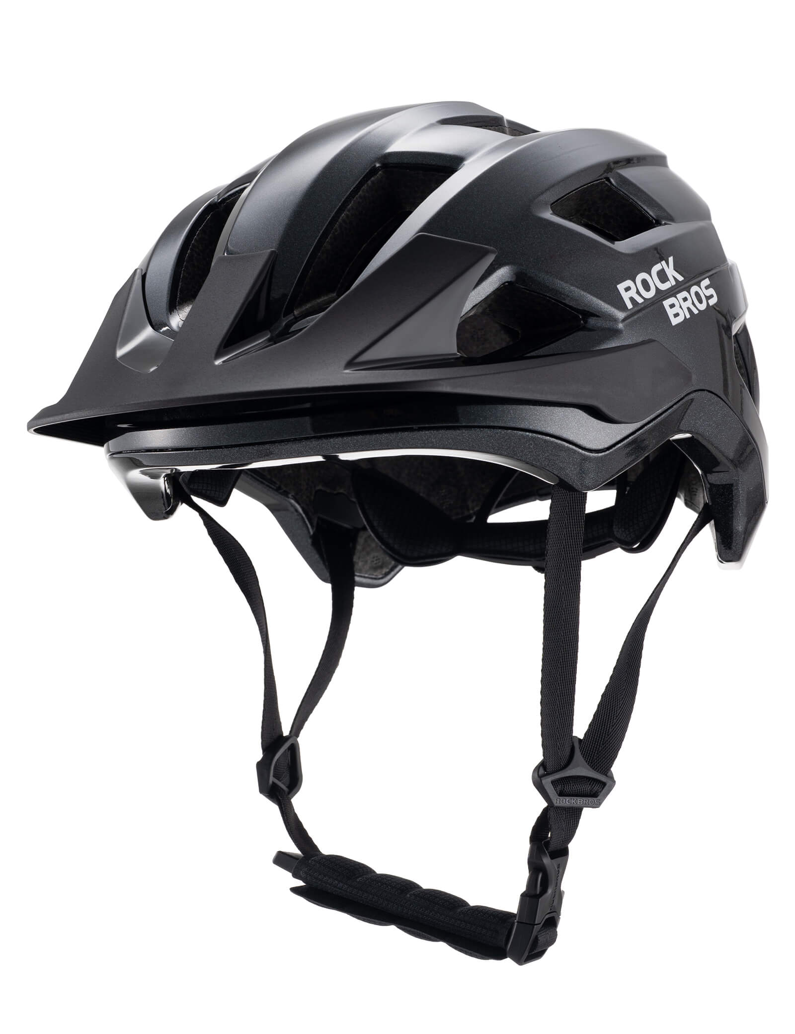 ROCKBROS kids mountain bike helmet front view with adjustable fit, antibacterial lining, and ventilation for safe cycling
#Color_Black